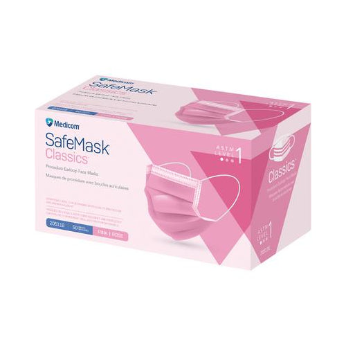 Medicom 205116 SafeMask Classics Earloop Face Masks ASTM Level 1 Pink 50/Bx Medicom 205116 SafeMask Classics Earloop Face Masks ASTM Level 1 Pink 50/Bx